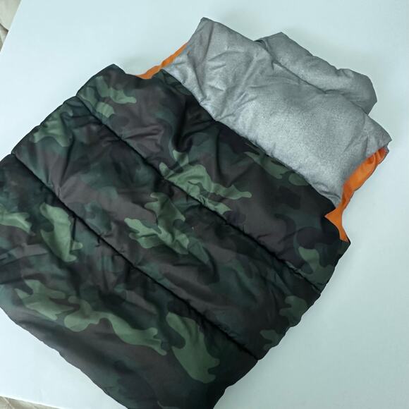Old Navy Camo Puffer Vest Orange Lined - Size Large - Picture 2 of 6
